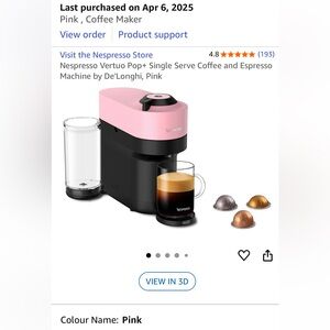 Nespresso Vertuo Pop+ Black and Pink Coffee Machine